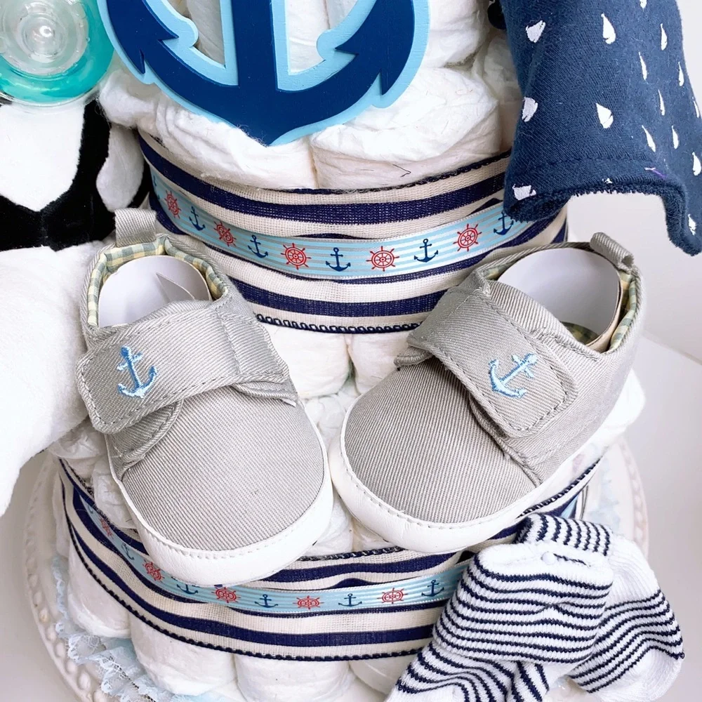 Whale Nautical Diaper Cake